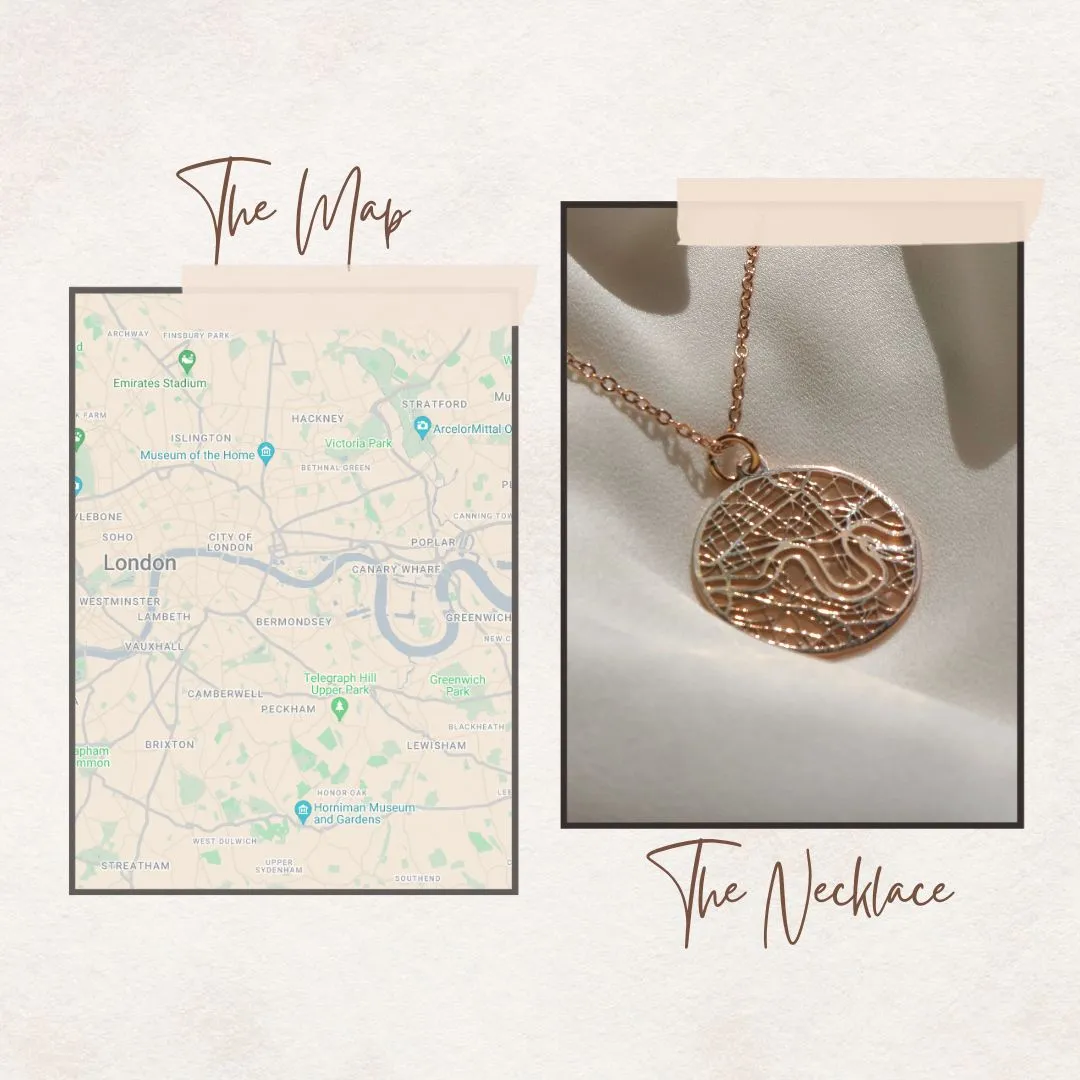 London Rose Gold - City Map Necklace