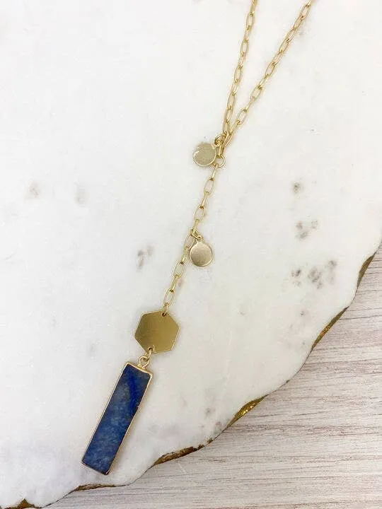 Long Semi Precious Bar Pendant Necklaces