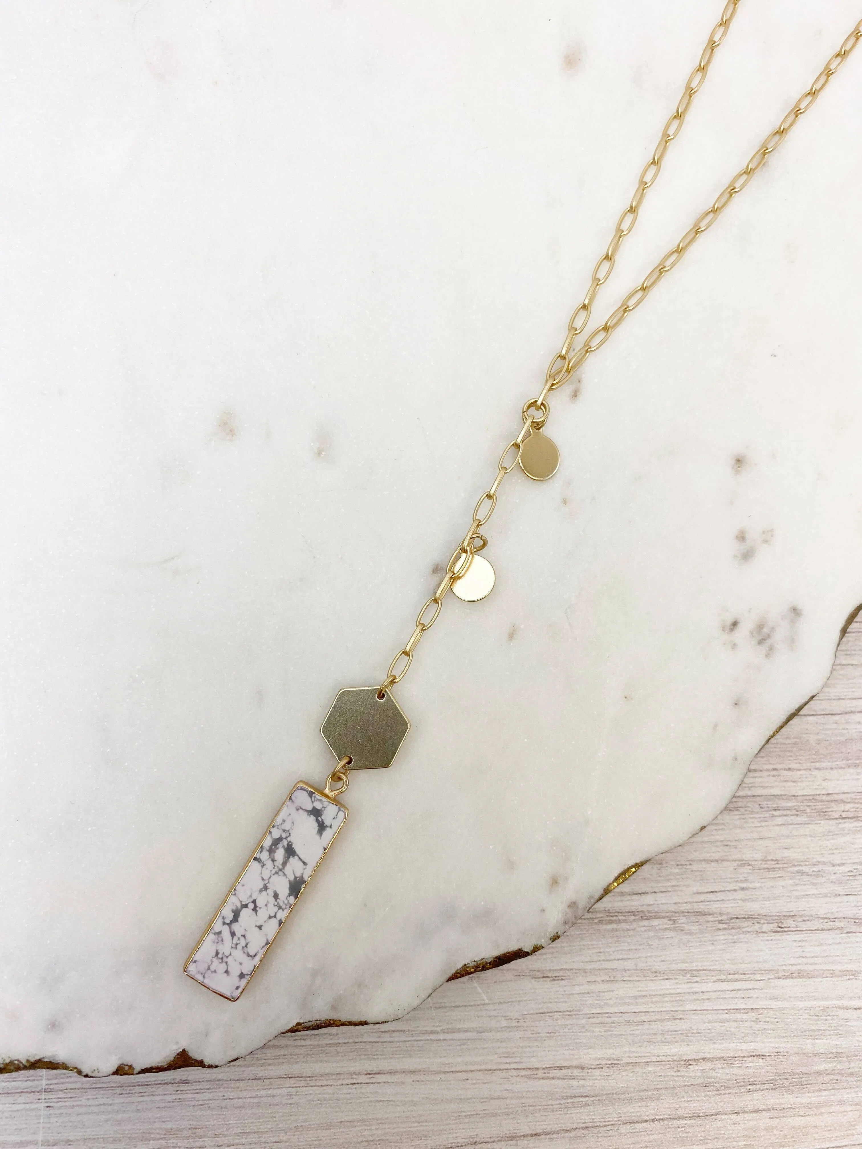 Long Semi Precious Bar Pendant Necklaces