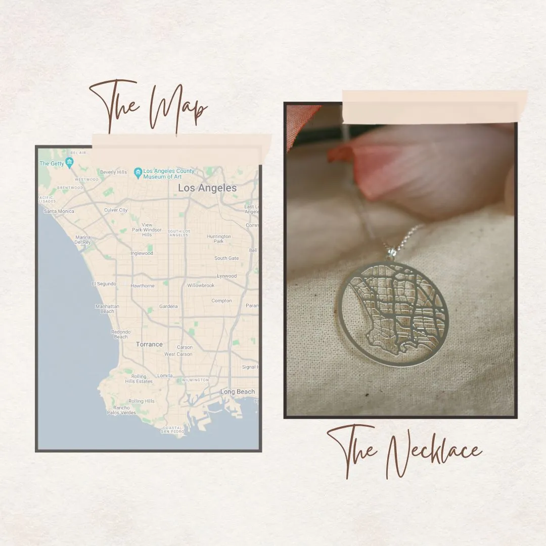 Los Angeles Silver - City Map Necklace