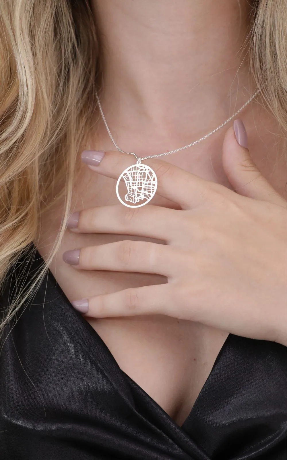 Los Angeles Silver - City Map Necklace