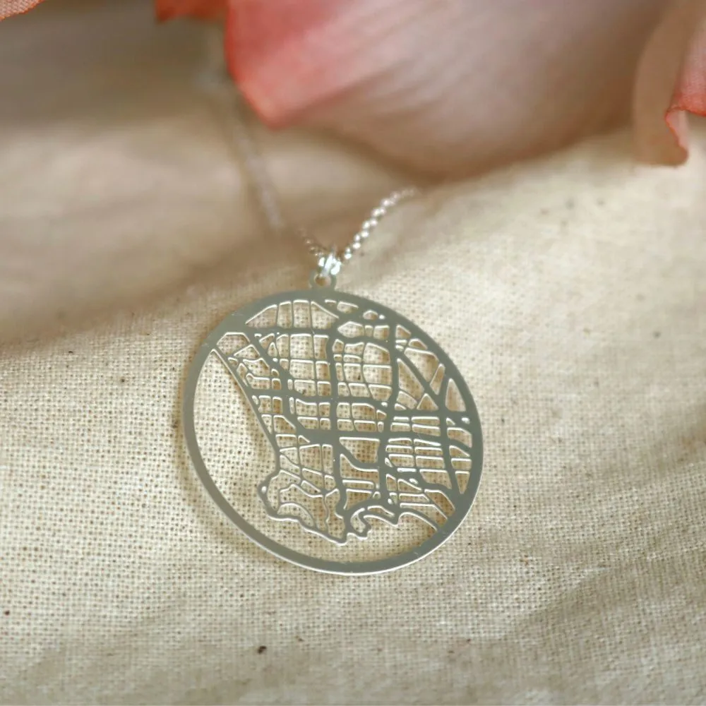 Los Angeles Silver - City Map Necklace