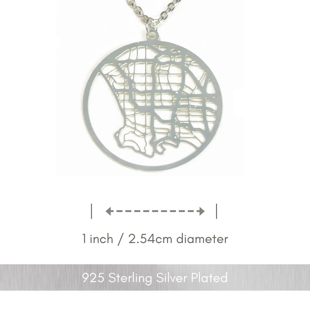 Los Angeles Silver - City Map Necklace