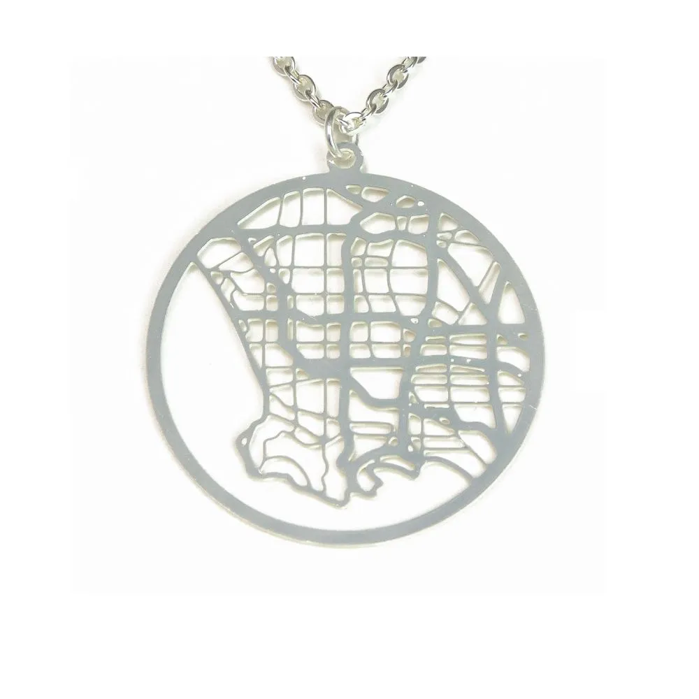 Los Angeles Silver - City Map Necklace