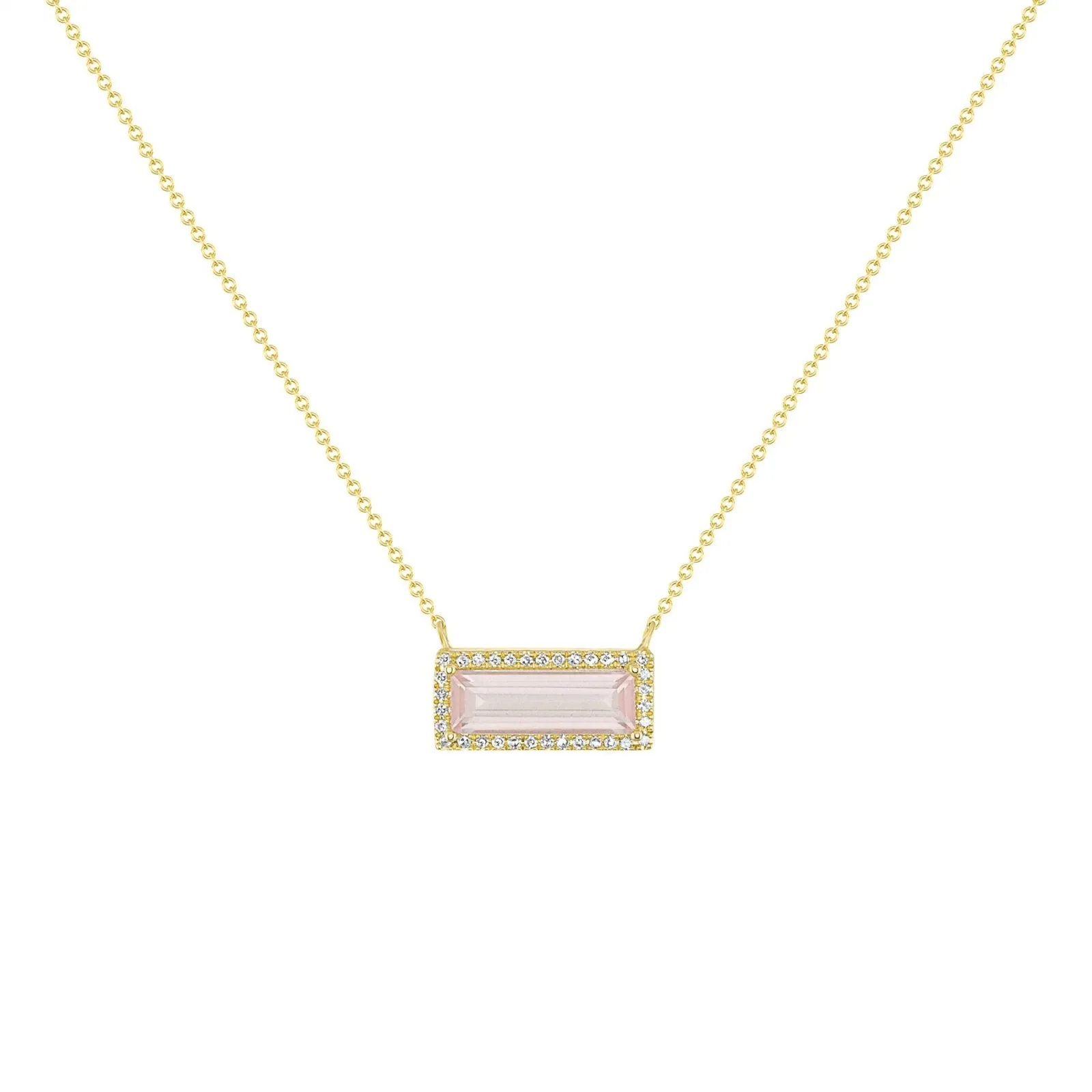 Love Bar Rose Quartz Diamond Necklace