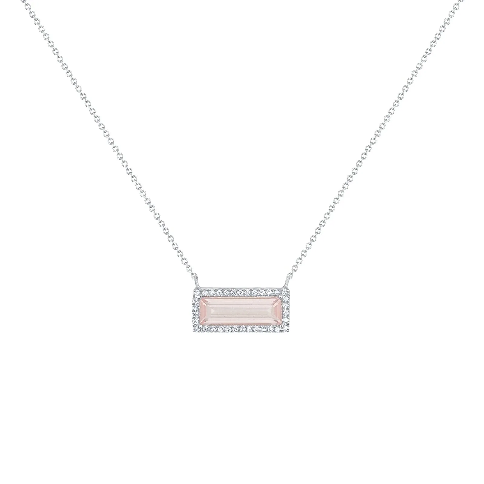 Love Bar Rose Quartz Diamond Necklace