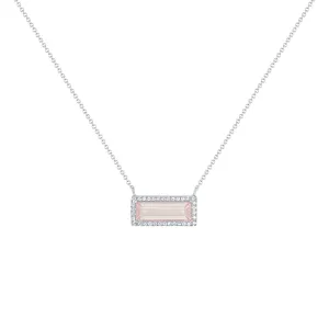 Love Bar Rose Quartz Diamond Necklace