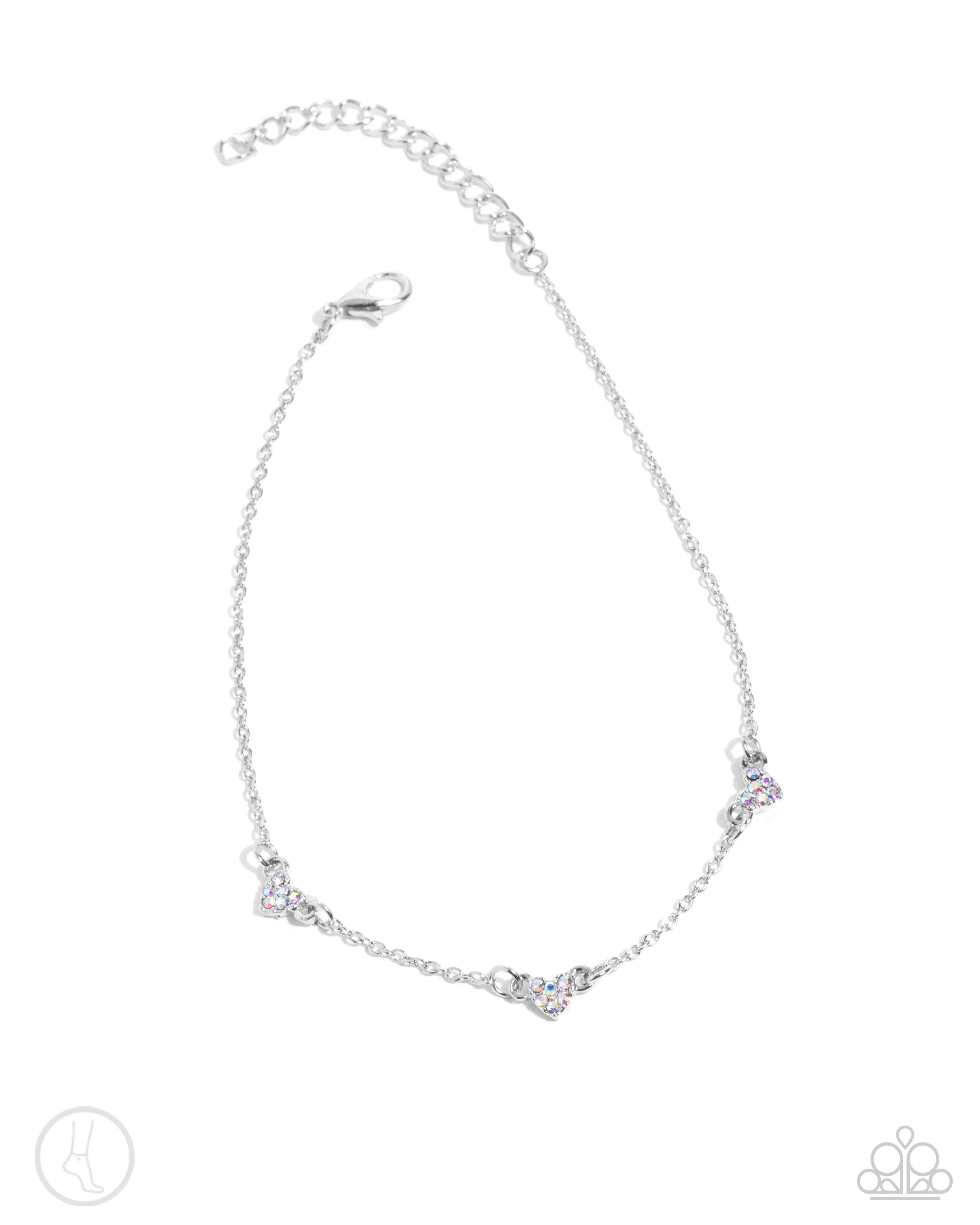 Love Me Hopeless - Anklet - Iridescent Rhinestone Heart Paparazzi Anklet