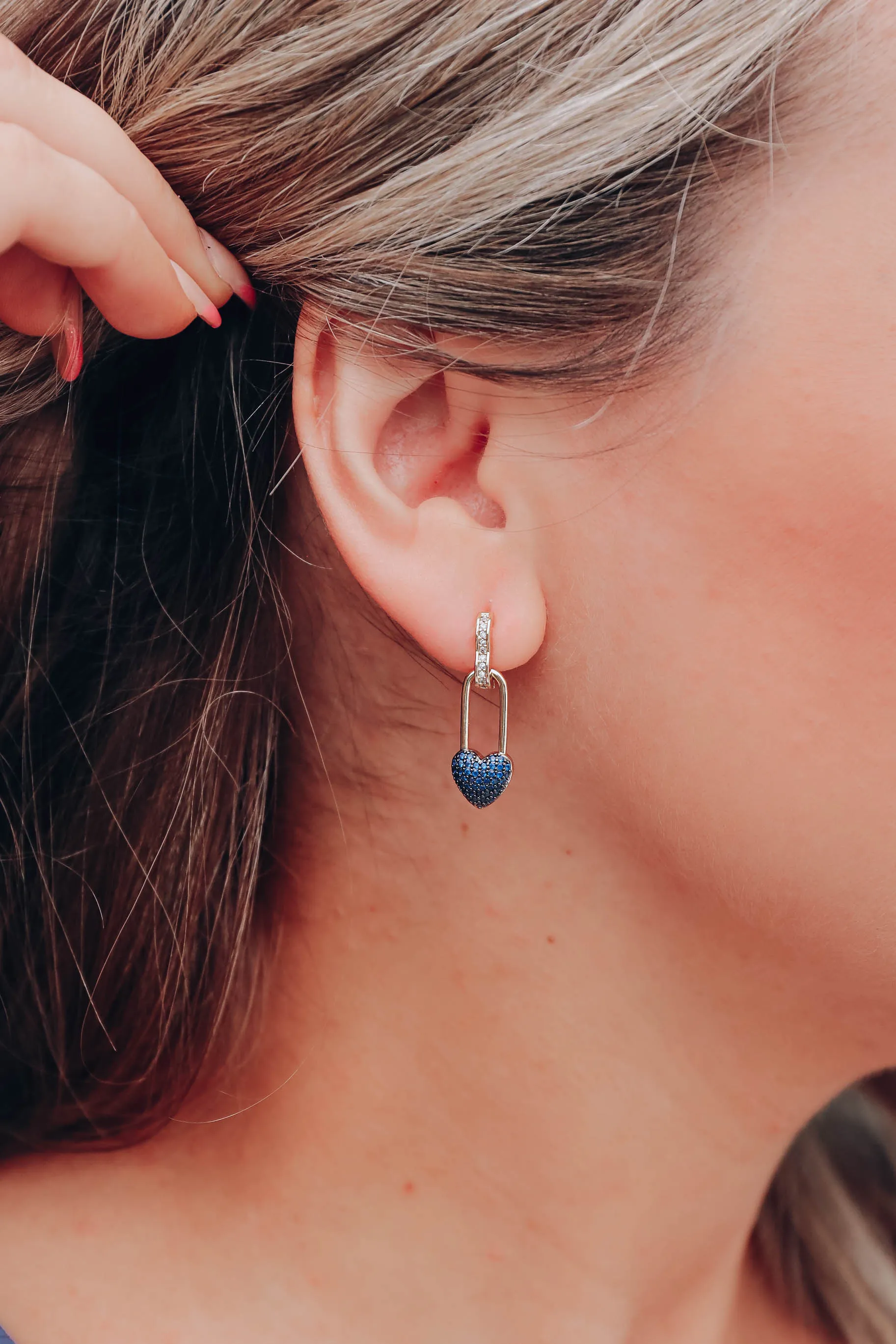 Love Pin Earrings Navy by Melania Clara