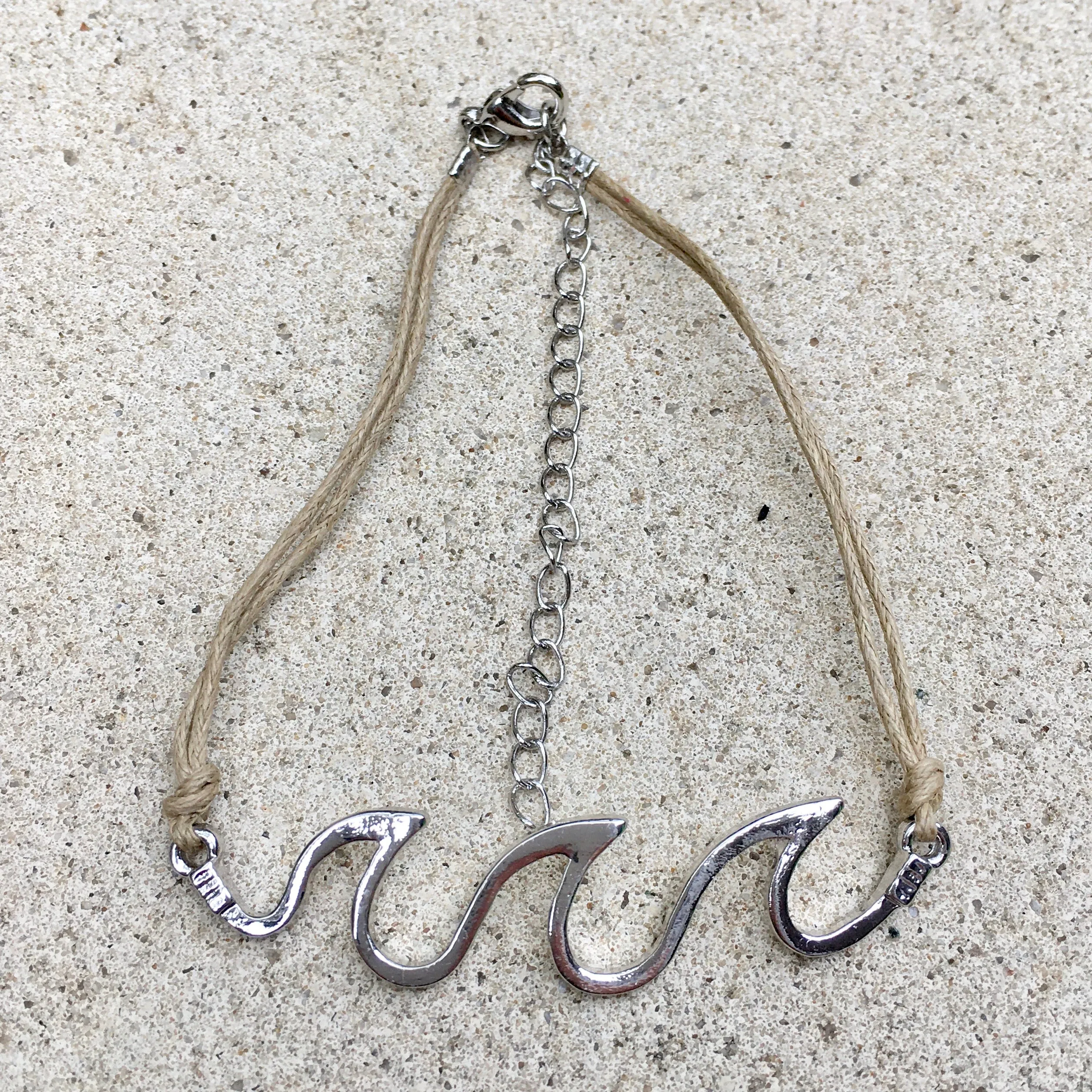 Luna Cowrie Shell & Wave White Gold Plated 2 Strand Anklet