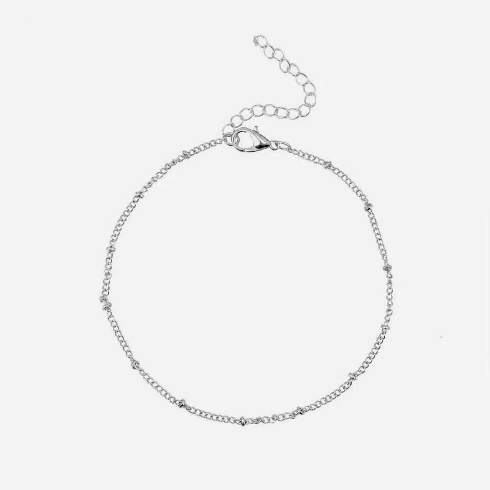 Luxury Stainless Steal Simple Silver Color Bead Chain Anklet Brecelet Bohemian adjustable Foot Jewelry Style