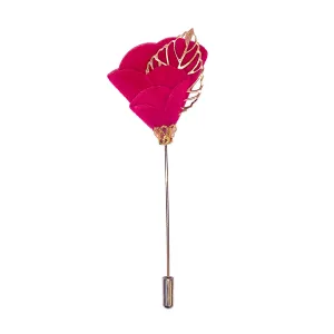 Magenta Metal Leaf Vintage Lapel Pin