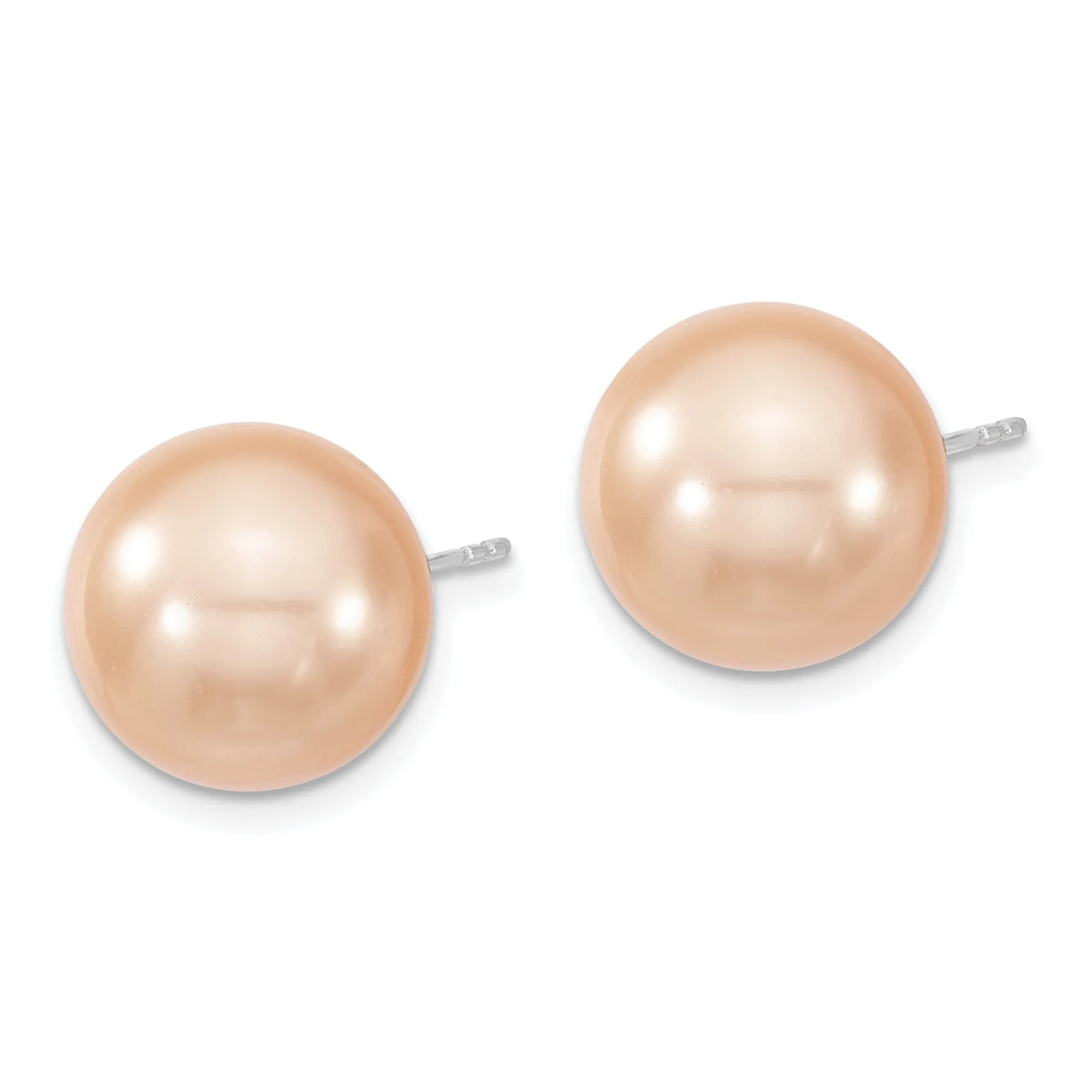 Majestik Round Pink Pearl Stud Earrings
