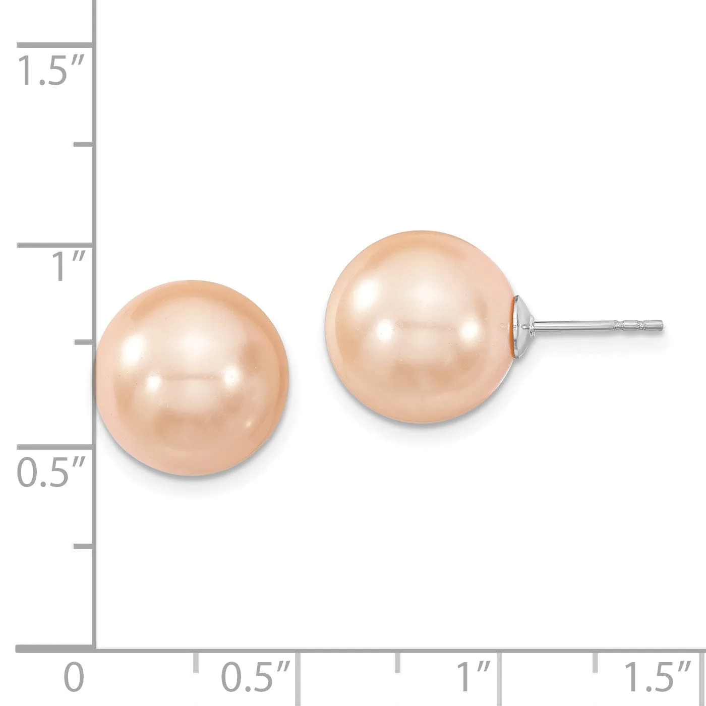 Majestik Round Pink Pearl Stud Earrings