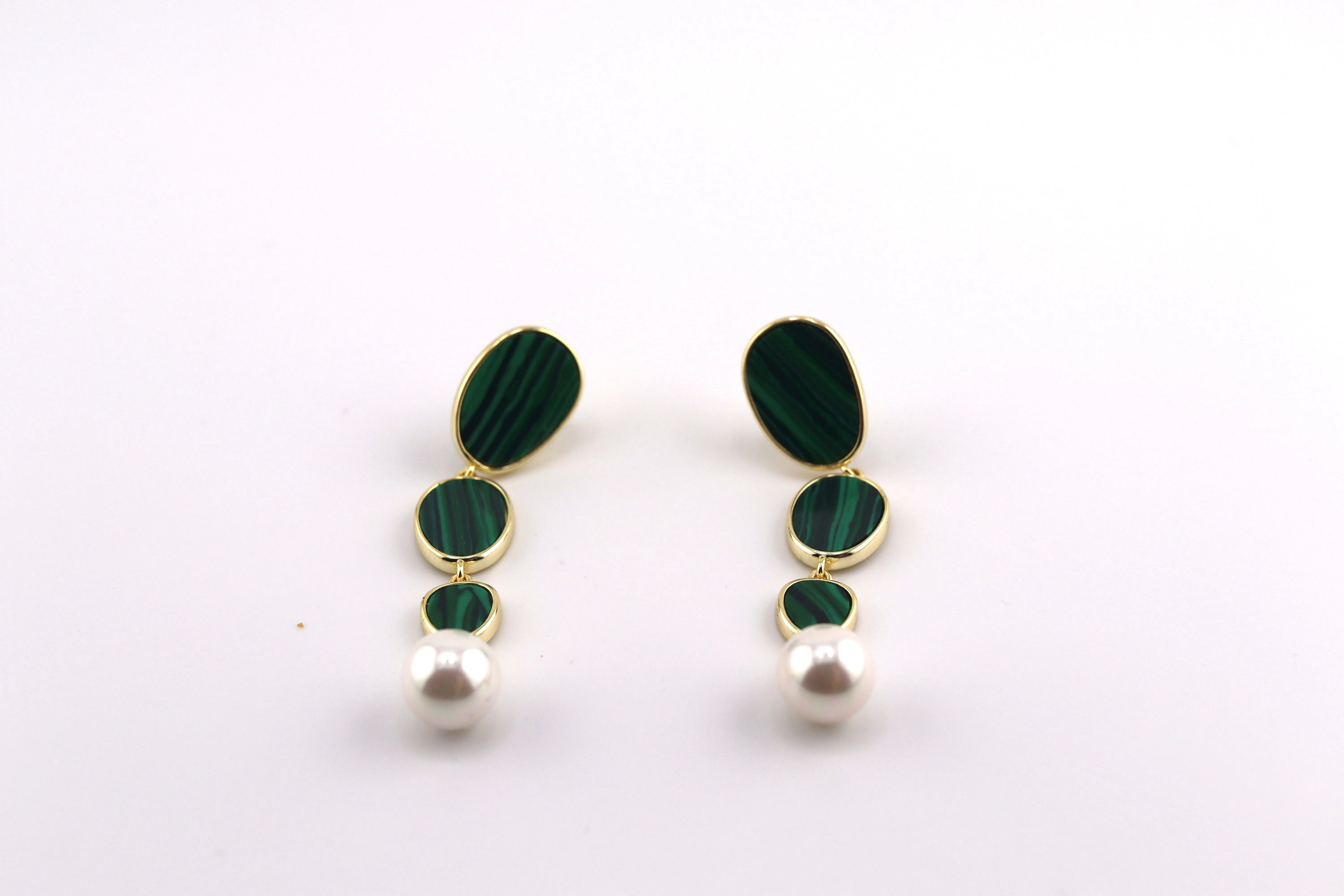 Malachite Pearl Drop Earrings
