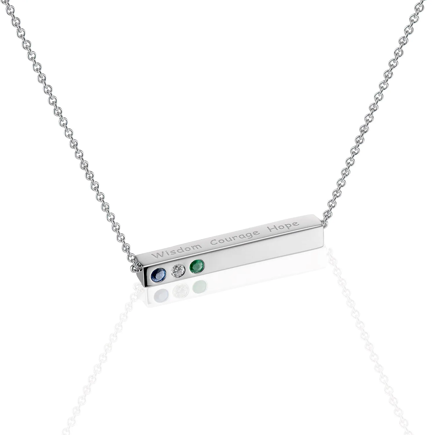 MantraBar "Wisdom, Courage, Hope" Horizontal Bar Pendant