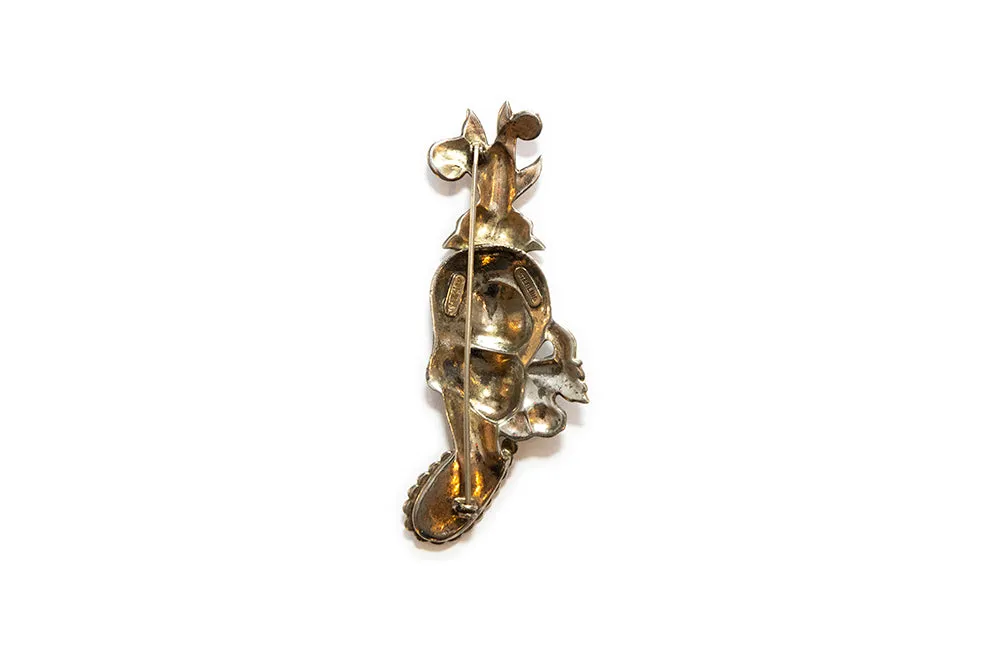 McCLELLAND BARCLAY Sterling Vermeil Head with Flower Headdress Brooch