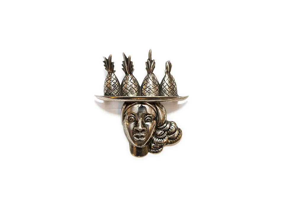 McCLELLAND BARCLAY Sterling Vermeil Head with Pineapples Brooch