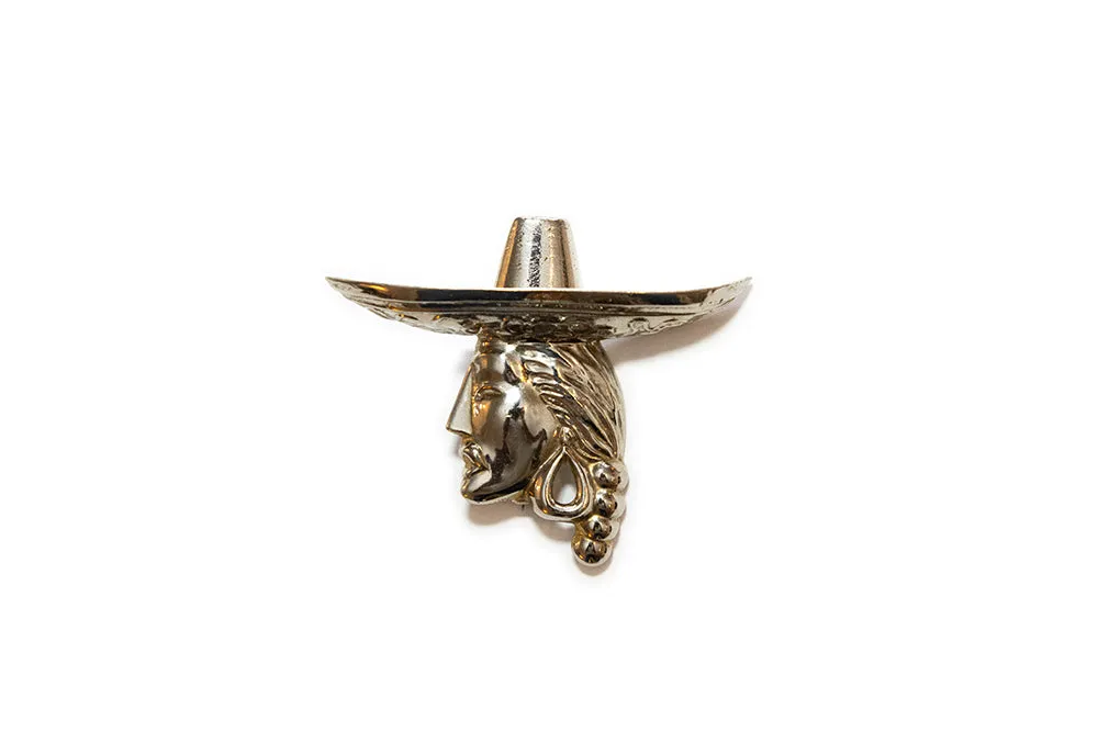 McCLELLAND BARCLAY Sterling Vermeil Mexican Head Brooch