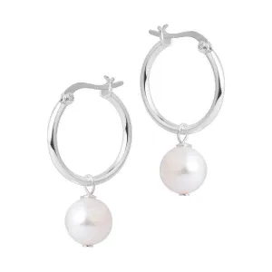 MCJ Earrings Hoops with Freshwater Pearl