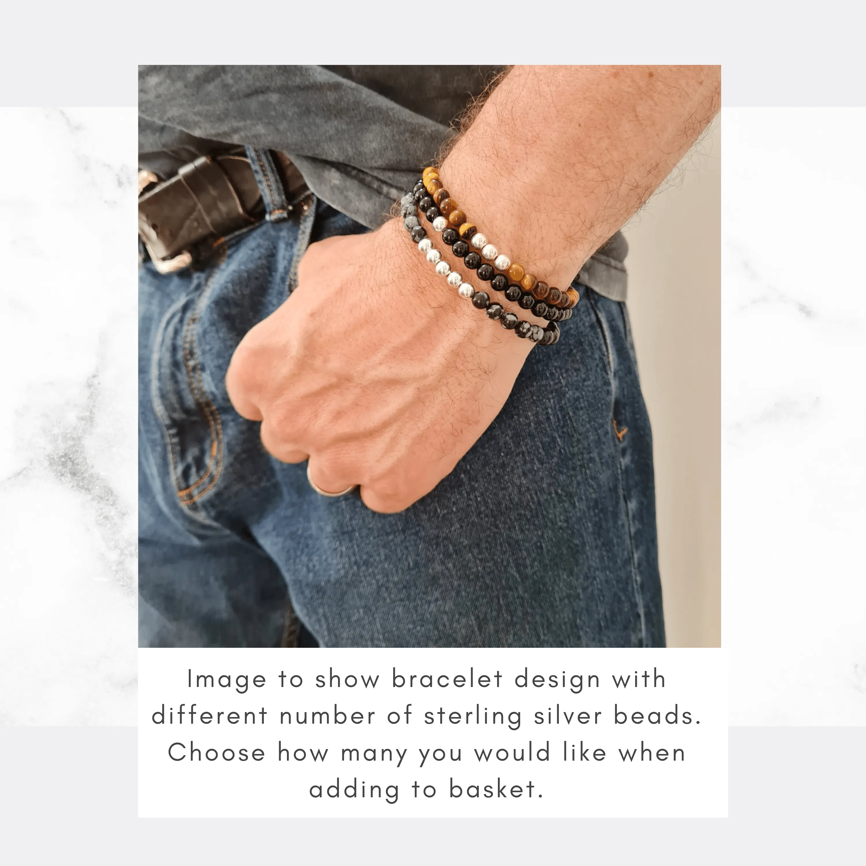 Mens Black Onyx Gemstone Bracelet