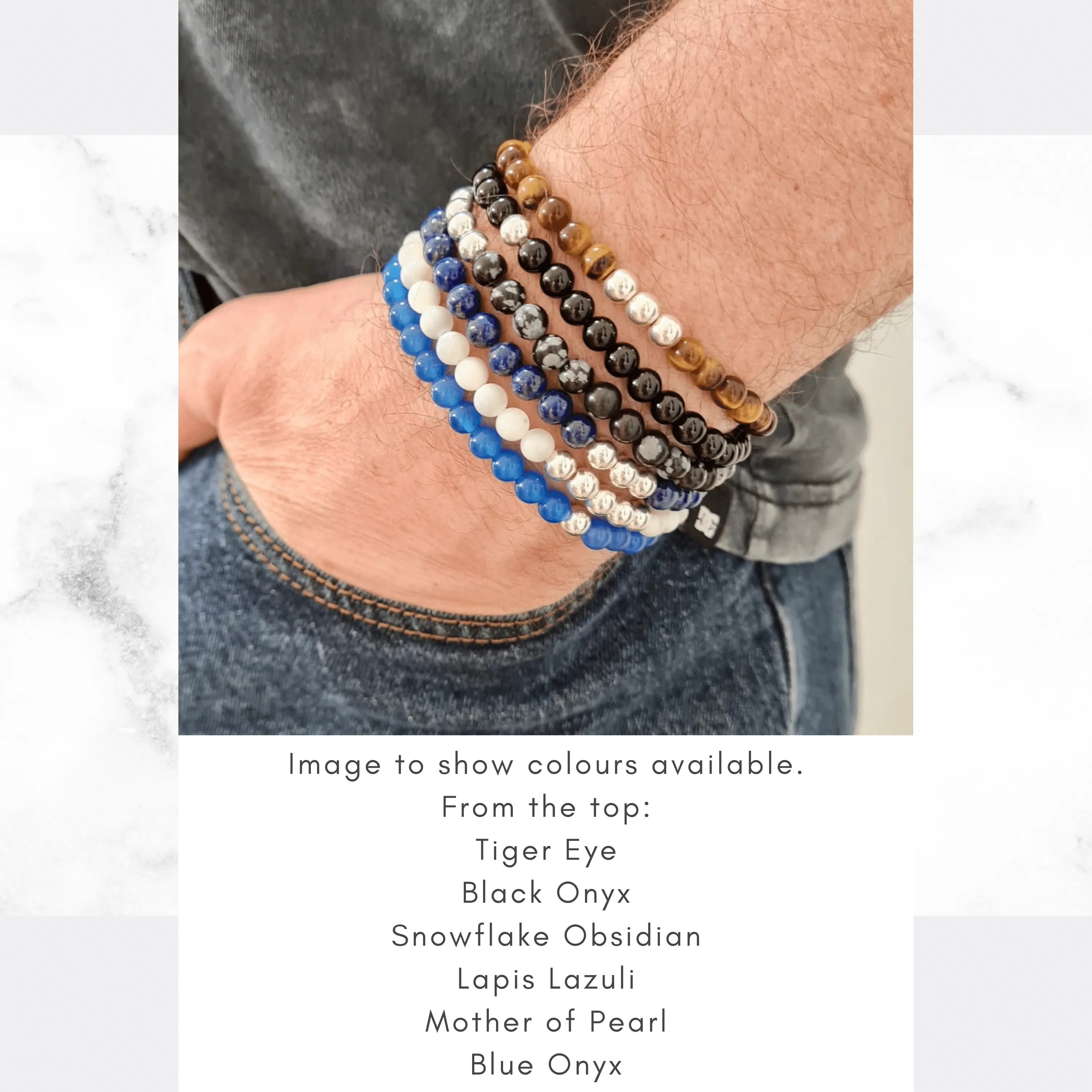 Mens Black Onyx Gemstone Bracelet