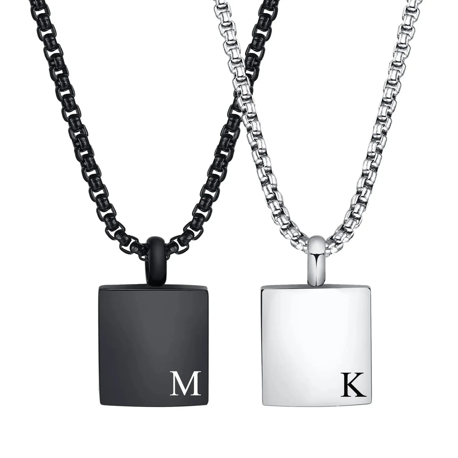Men's Personalized Initial Necklace, Stainless Steel Capital Letter Alphabets A-Z Pendant