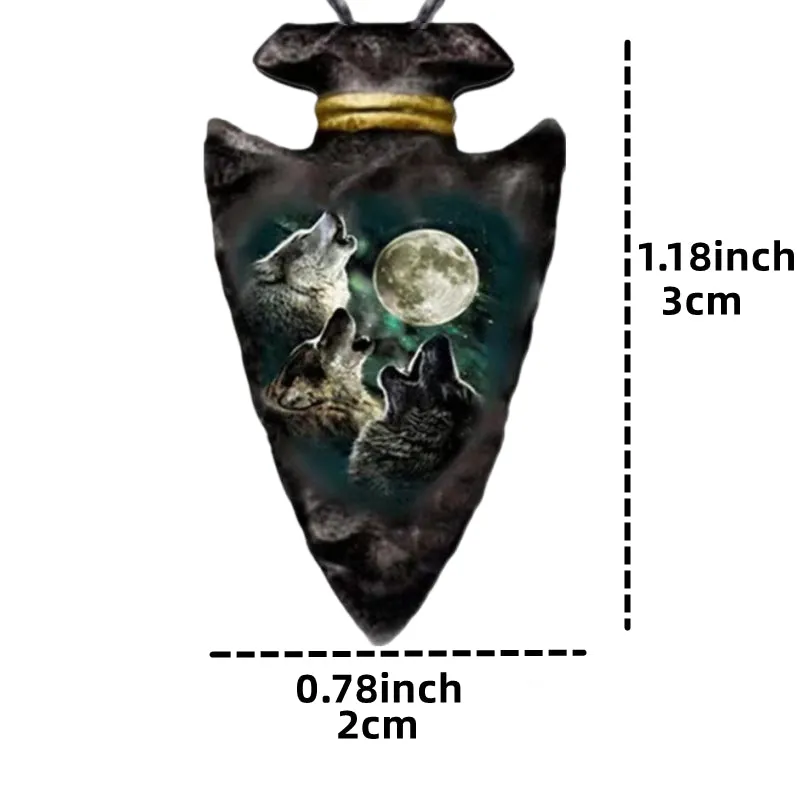 Men's Wolf Necklace Geometric Triangle Pendant Hip Hop Accessories