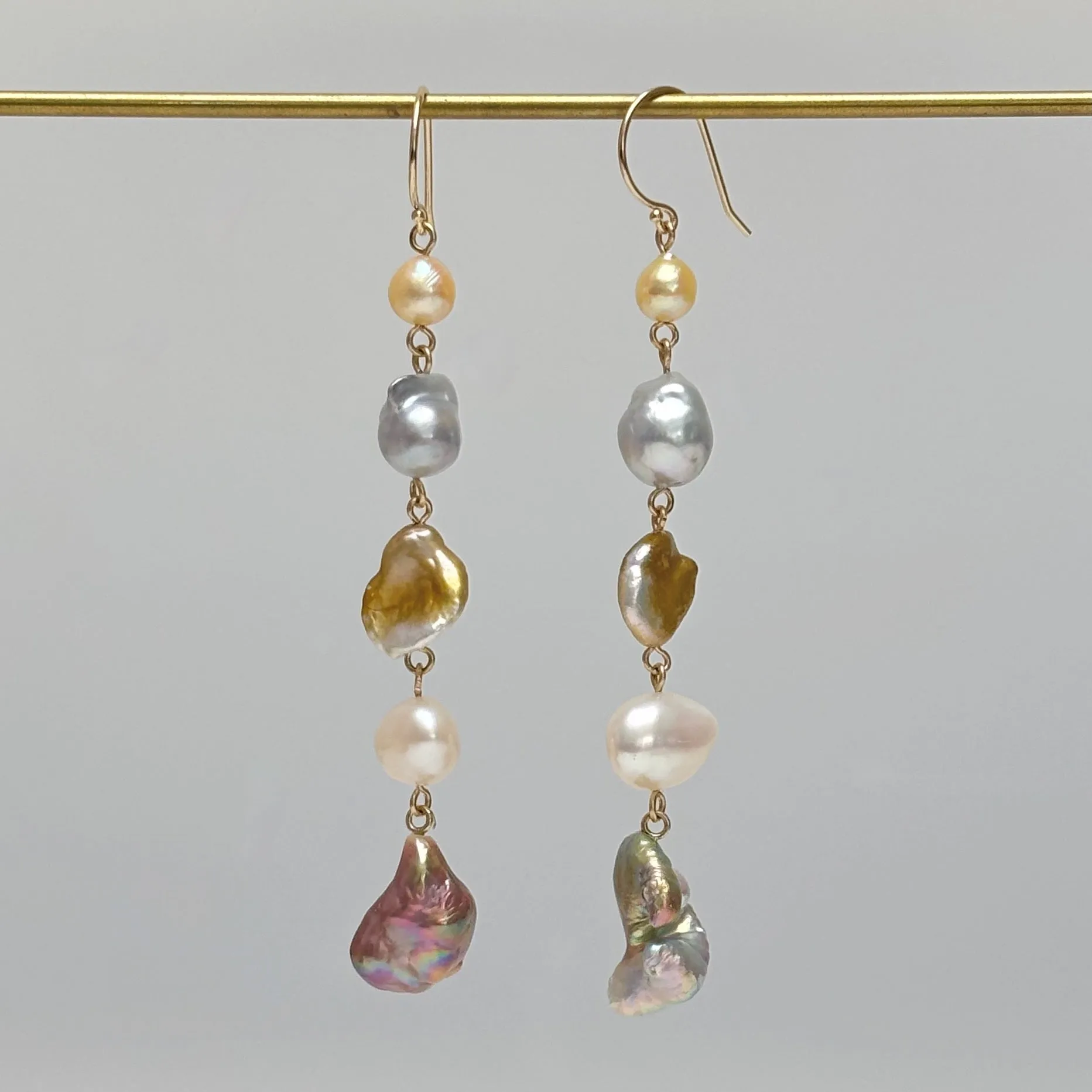 mermaid tail 5-tier pearl earrings