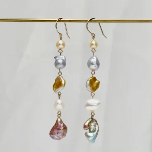 mermaid tail 5-tier pearl earrings