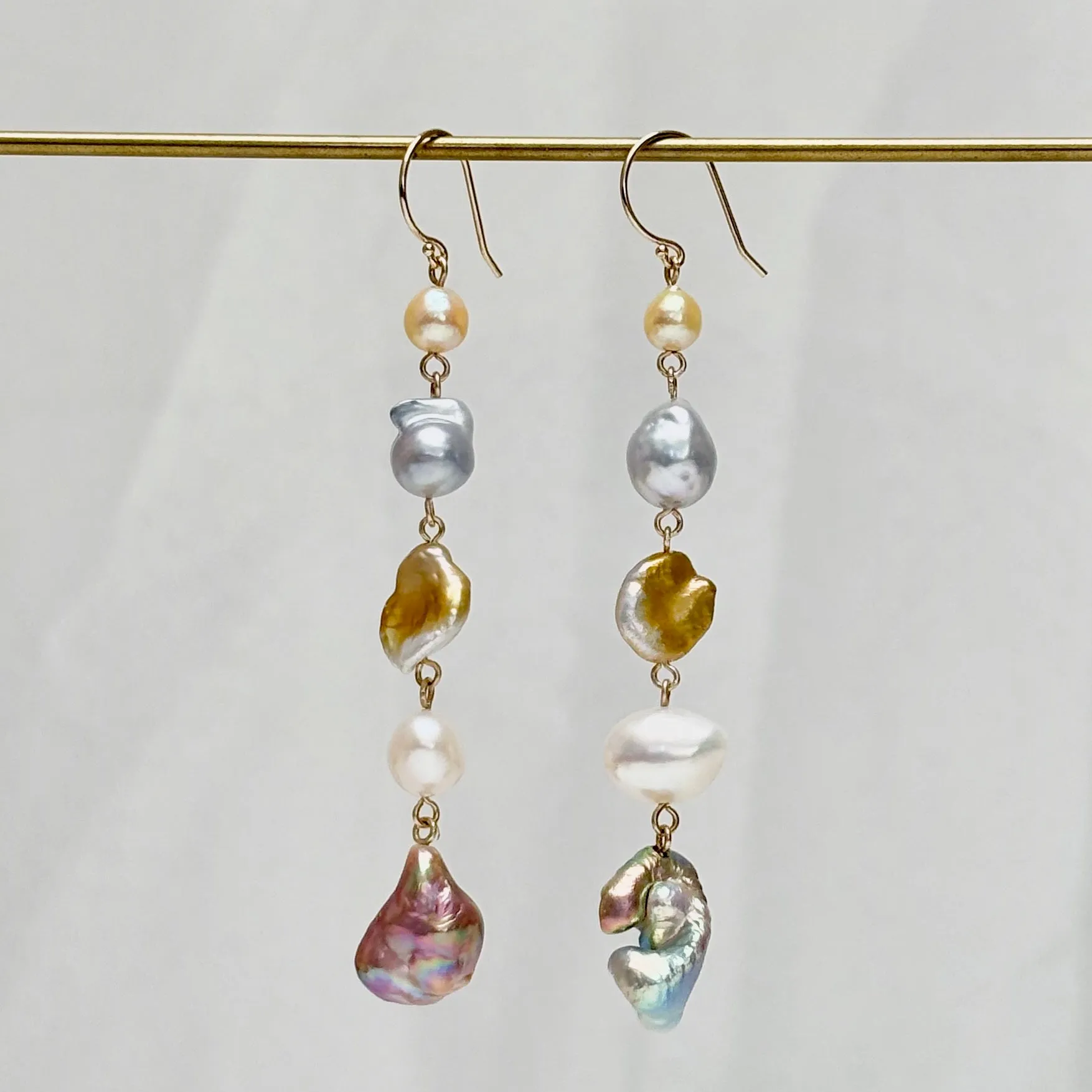 mermaid tail 5-tier pearl earrings