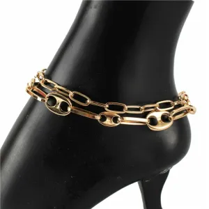 Metal 2 Row Link Chain Anklets