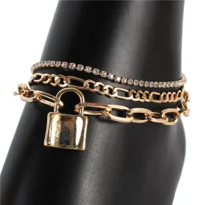 Metal Multi Chain Charm Lock Anklet