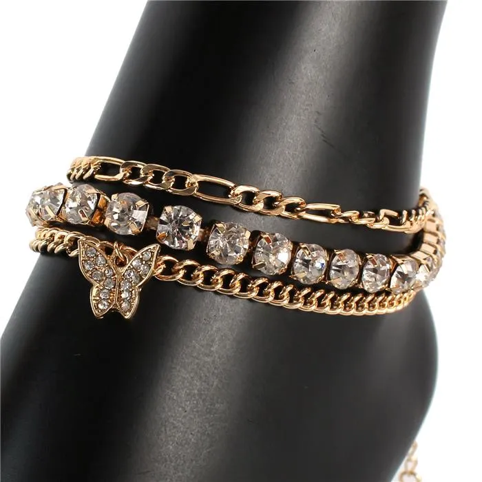 Metal Stones Charms Anklet