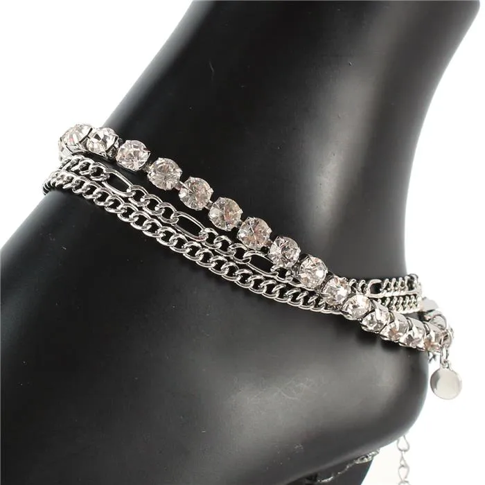 Metal Stones Charms Anklet