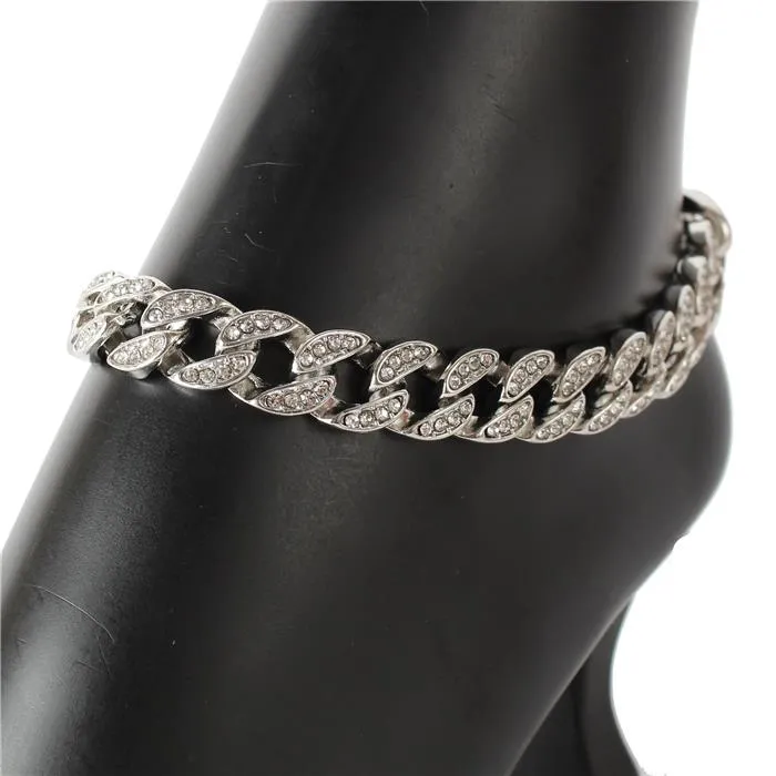 Metal Stones Link Chain Anklet