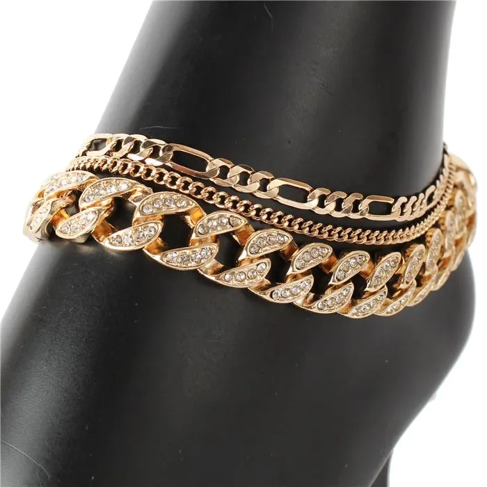 Metal Stones Multi Chain Anklet