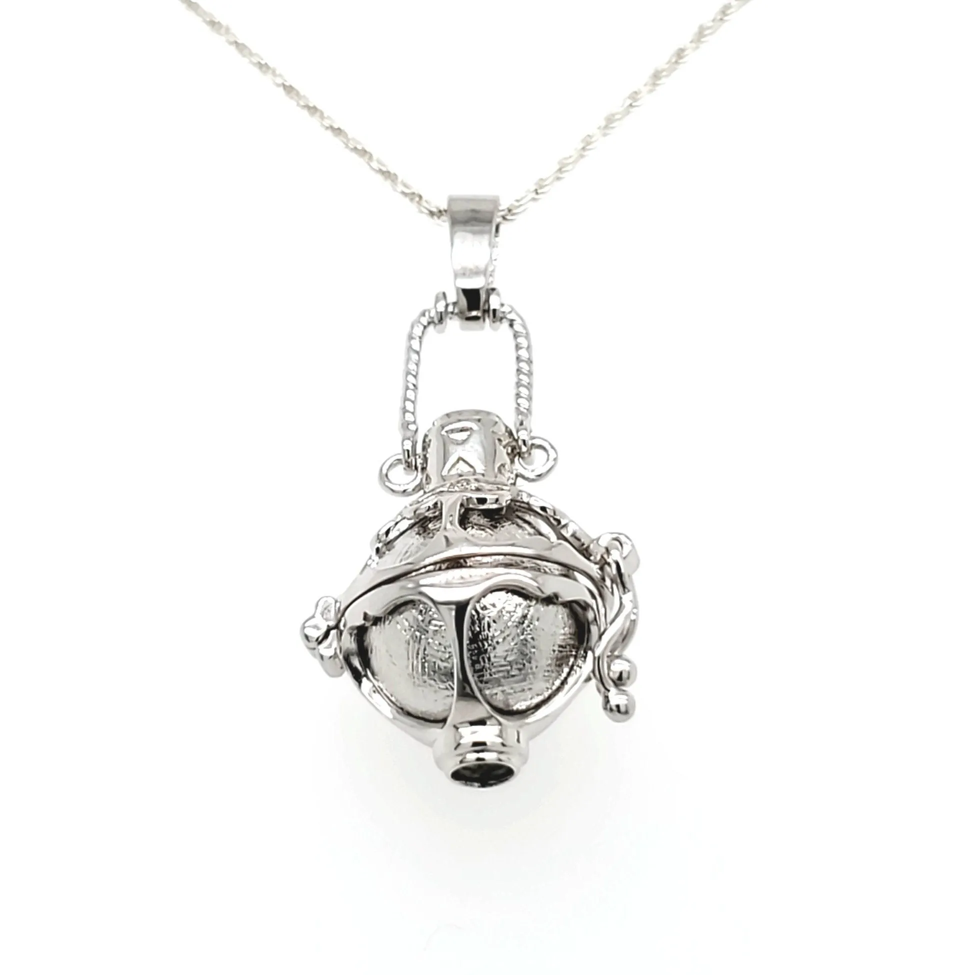 Meteorite Ball & Moldavite Silver Locket Pendant