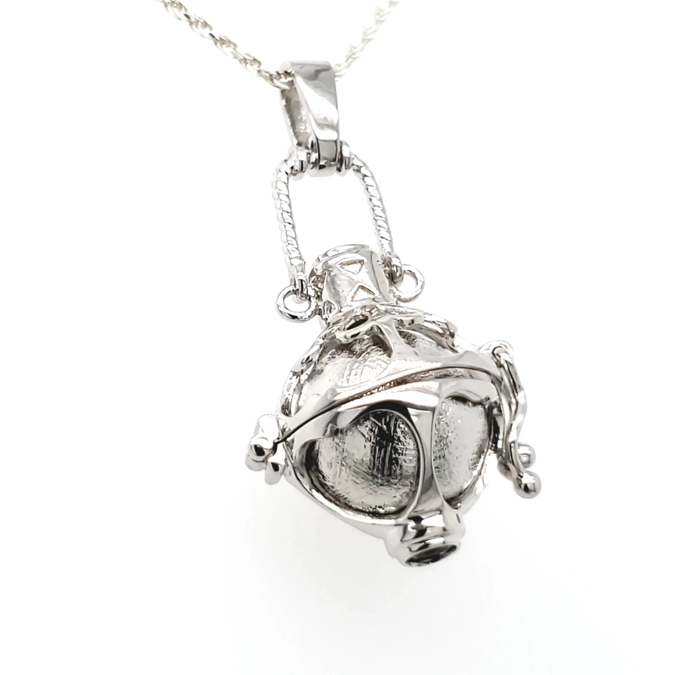 Meteorite Ball & Moldavite Silver Locket Pendant
