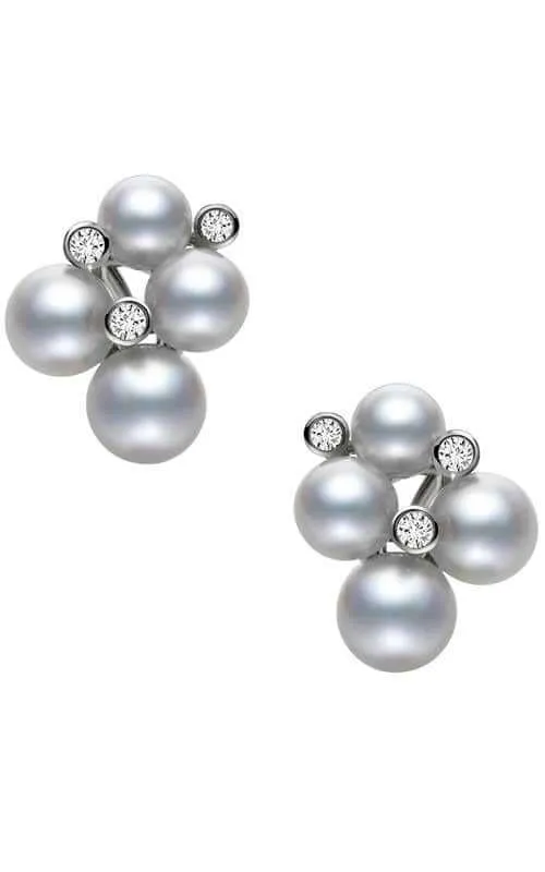 Mikimoto Bubbles Gold Akoya Pearl Earrings with Diamonds MEQ10052ADXW