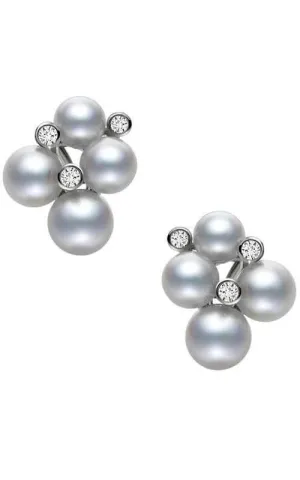 Mikimoto Bubbles Gold Akoya Pearl Earrings with Diamonds MEQ10052ADXW