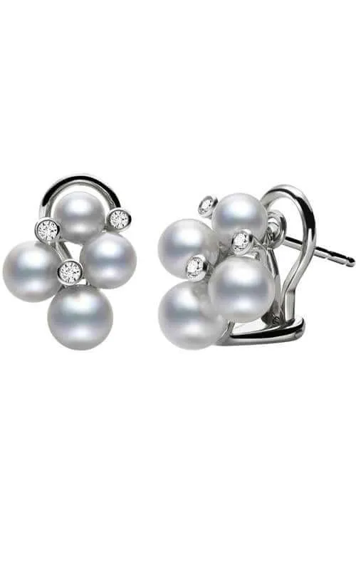 Mikimoto Bubbles Gold Akoya Pearl Earrings with Diamonds MEQ10052ADXW
