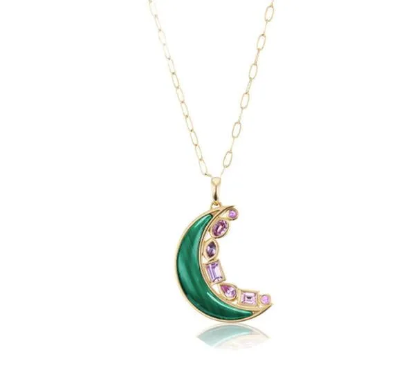 Mini Crescent Moon Inlay Pendant