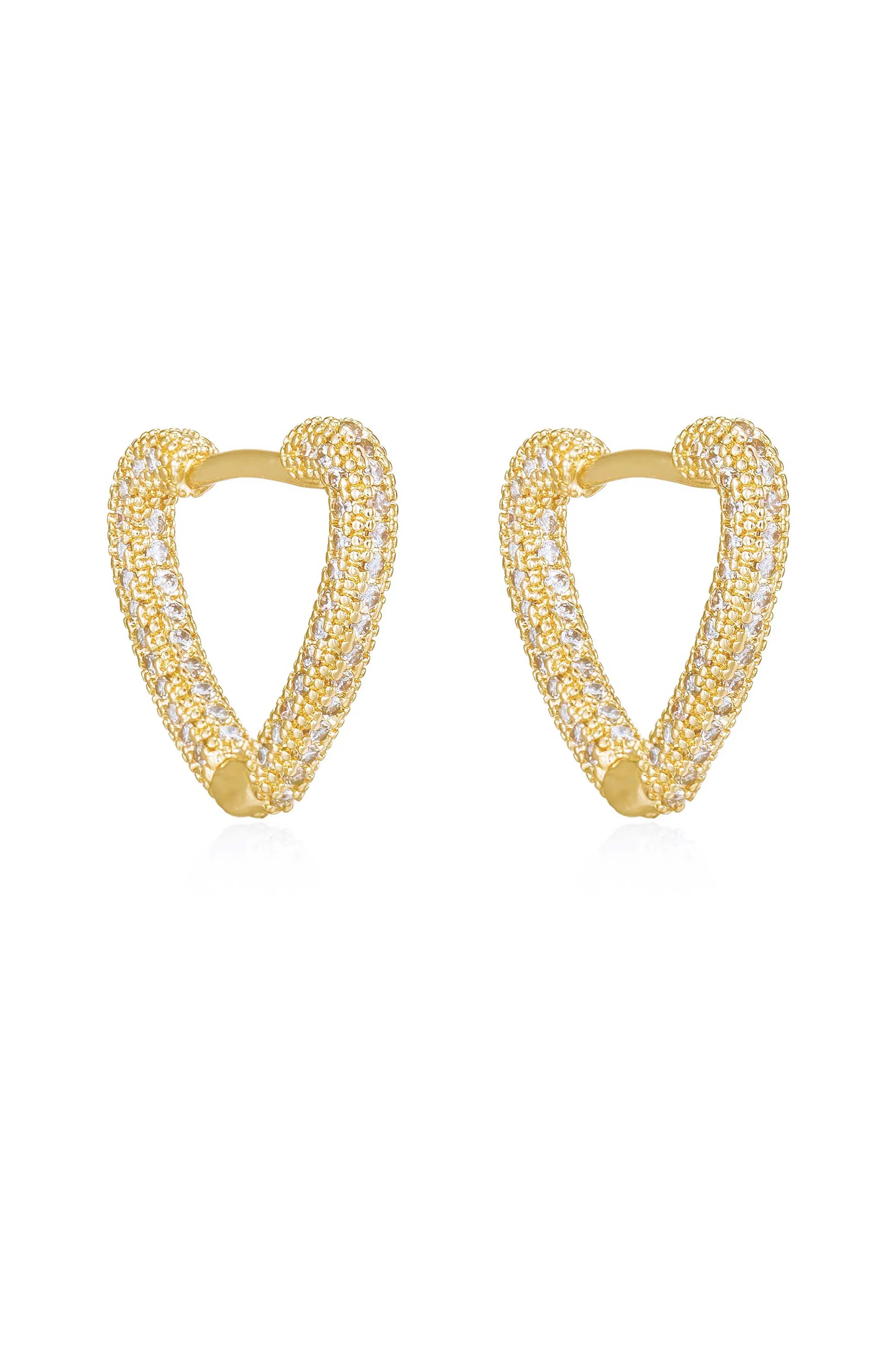 Mini Crystal Cluster Heart Hoop Earrings