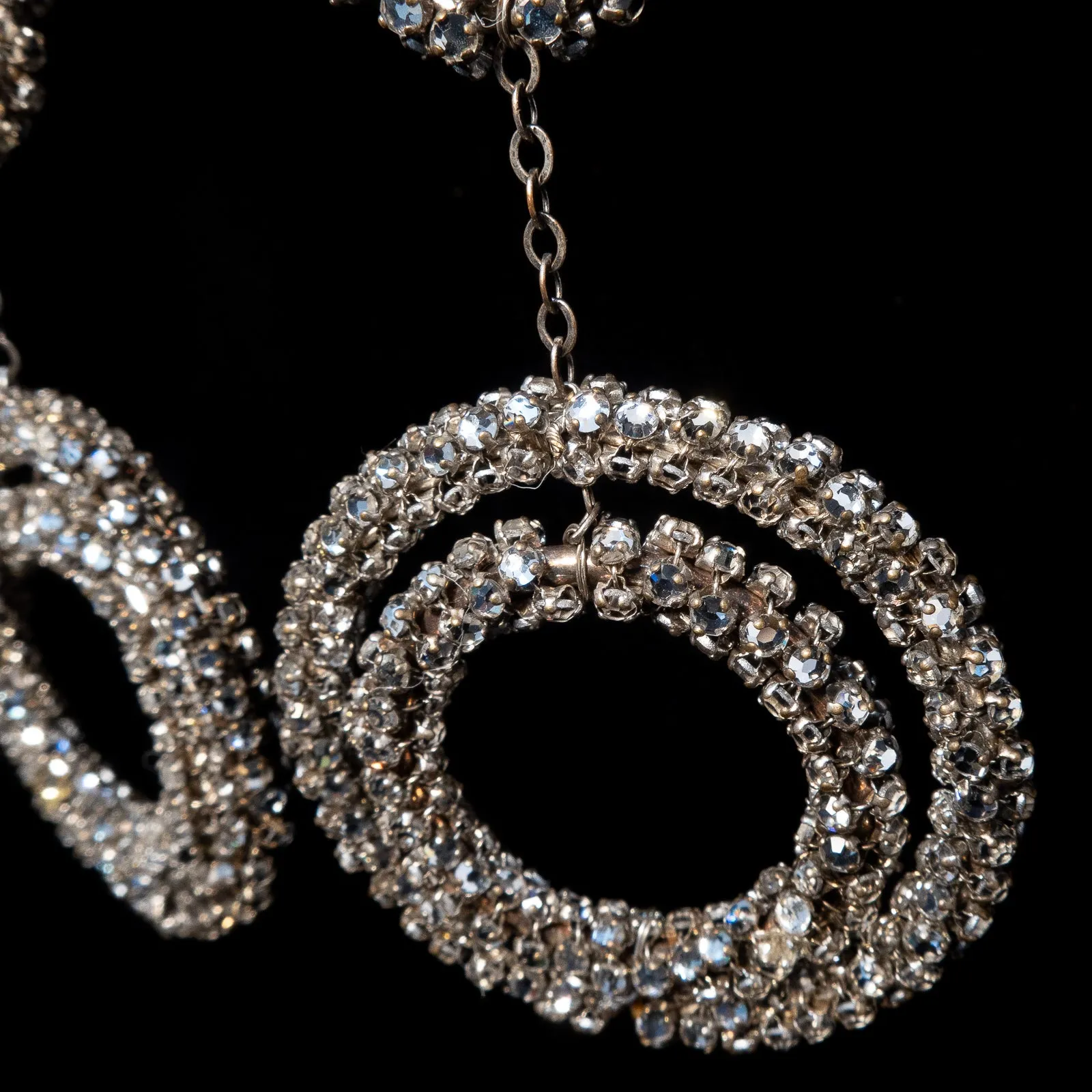 Miriam Haskell Rhinestone Pave Hoop Earrings