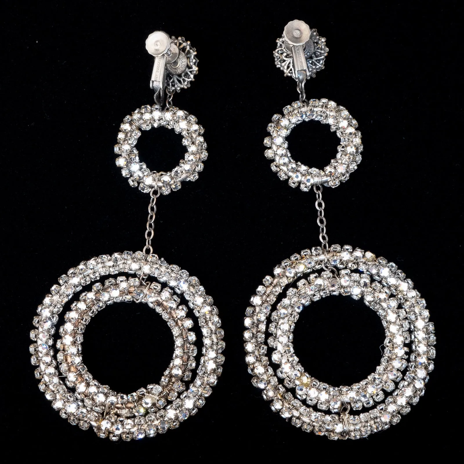 Miriam Haskell Rhinestone Pave Hoop Earrings