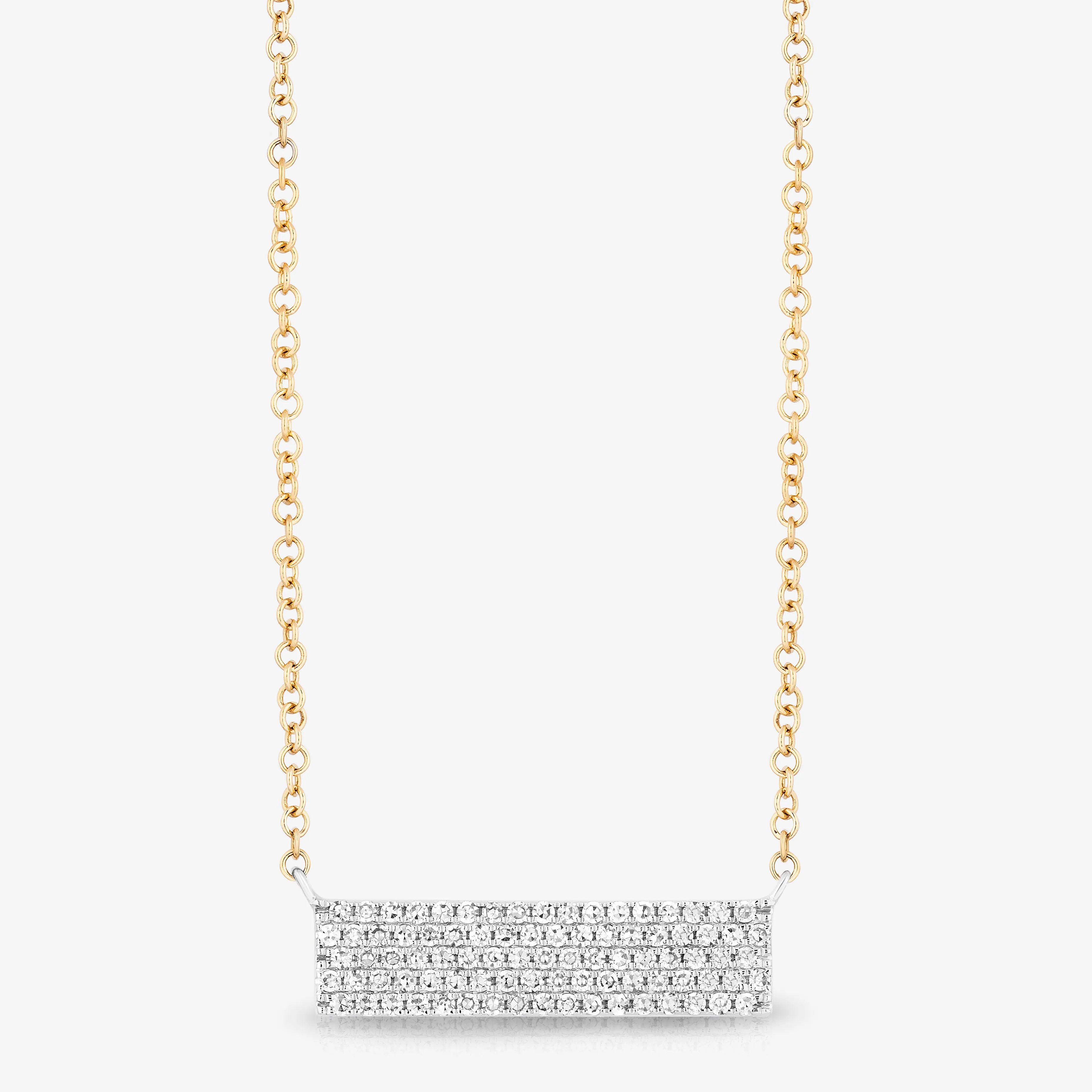 Mixed Metals Diamond Pave Bar Pendant