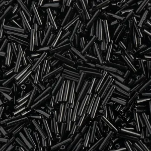 Miyuki Slender Bugle 1.3x6mm Black Opaque - apx 16g Vial