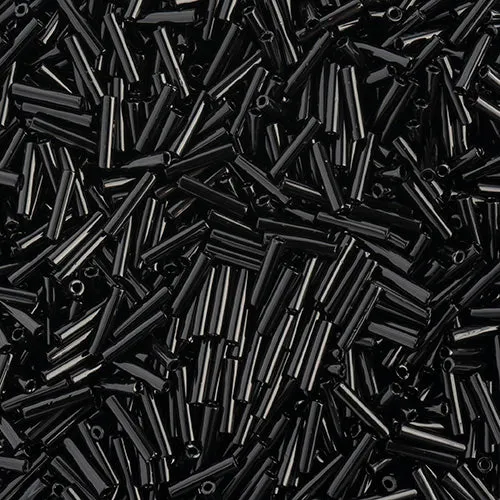 Miyuki Slender Bugle 1.3x6mm Black Opaque - apx 16g Vial
