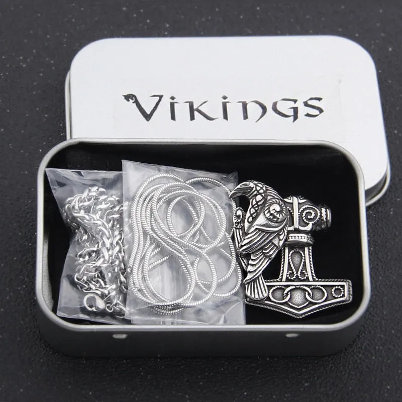 Mjolnir Raven Norse Pendant